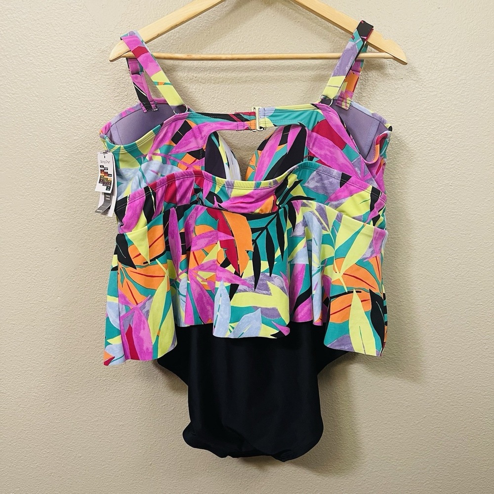 NEW WT Terra Sky Colorful Peplum Swim Suit Wide Straps Poolside Beach Plus Sz 3X - Picture 6 of 11